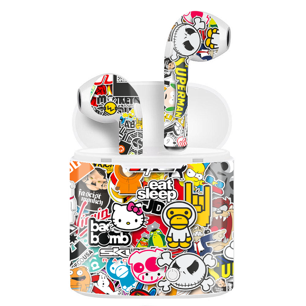 WRAPPED BLUETOOTH EARPODS - Sticker Bomb